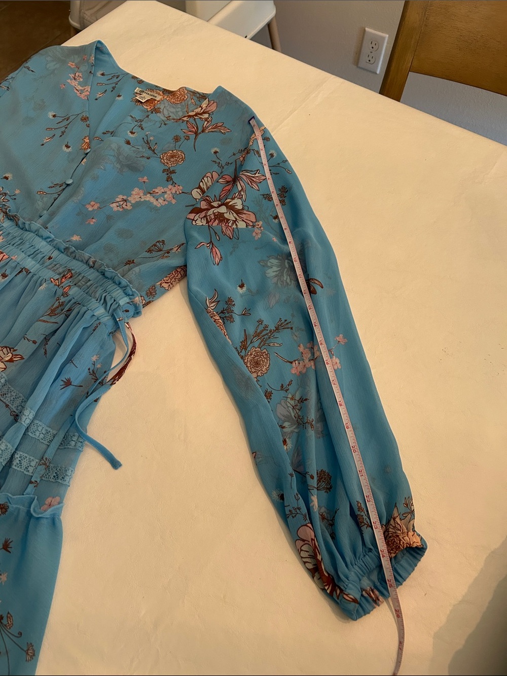 Versona Blue Floral Tiered Dress - Picture 5 of 6